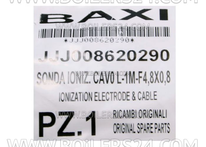 Baxi Flame control electrode with cable, JJJ008620290